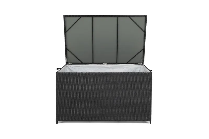 Sydney vedenpitävä Large-tyynysäilytyslaatikko ulkokäyttöön – Polyrottinkinen säilytyslaatikko (L140xS80xK90 cm) - Musta - Puutarhakalusteet - Säilytyslaatikot & kalustesuojat - Säilytyslaatikot ulos