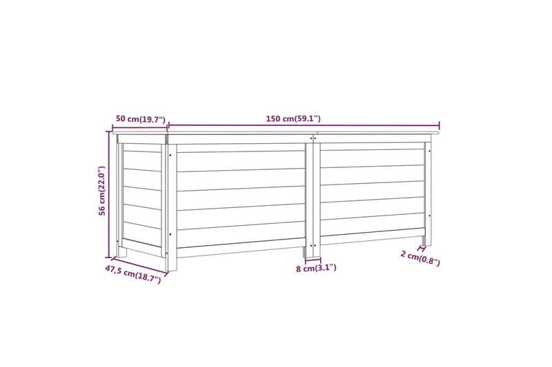 Ulkotyynylaatikko ruskea 150x50x56 cm täysi kuusi - Säilytyslaatikot ulos