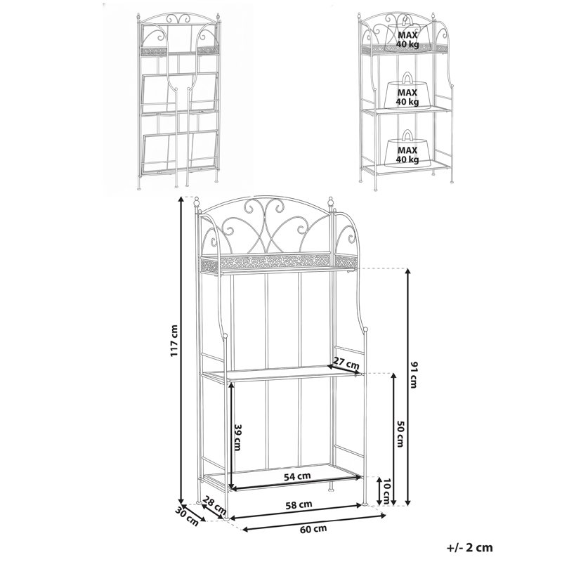 Hylly ulos Villadose 60 cm - Harmaa - Puutarhakalusteet - Tarvikkeet ulos - Muut puutarhatarvikkeet - Hylly ulkokäyttöön