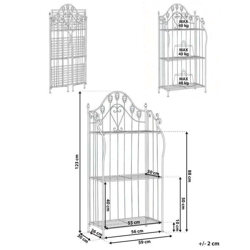 Hylly ulos Visano 59 cm - Musta - Puutarhakalusteet - Tarvikkeet ulos - Muut puutarhatarvikkeet - Hylly ulkokäyttöön