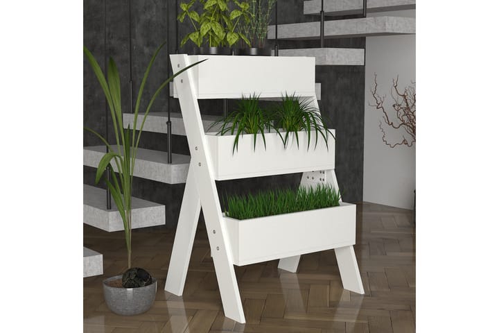 Kasvipöytä Clissold 64 cm - Valkoinen - Hylly ulkokäyttöön