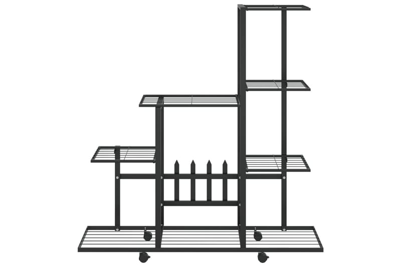 Kukkateline renkailla 94,5x25x92,5 cm musta metalli - Musta - Puutarhakalusteet - Tarvikkeet ulos - Muut puutarhatarvikkeet - Hylly ulkokäyttöön