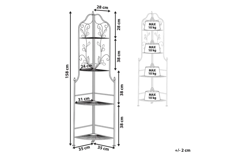 Kulmahylly Ternengo 35x35 cm - Metalli / Musta - Puutarhakalusteet - Tarvikkeet ulos - Muut puutarhatarvikkeet - Hylly ulkokäyttöön