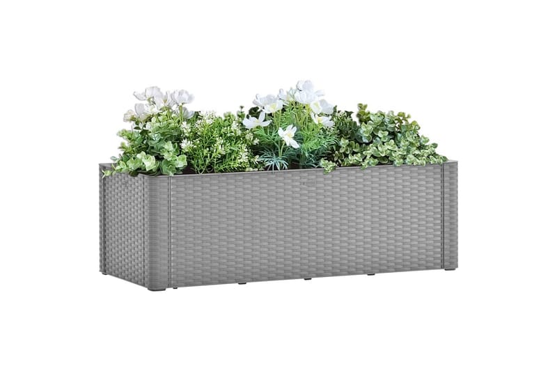 Itsekasteleva korotettu kukkalaatikko harmaa 100x43x33 cm - Harmaa - Puutarhakalusteet - Tarvikkeet ulos - Muut puutarhatarvikkeet - Ruukut ulkokäyttöön