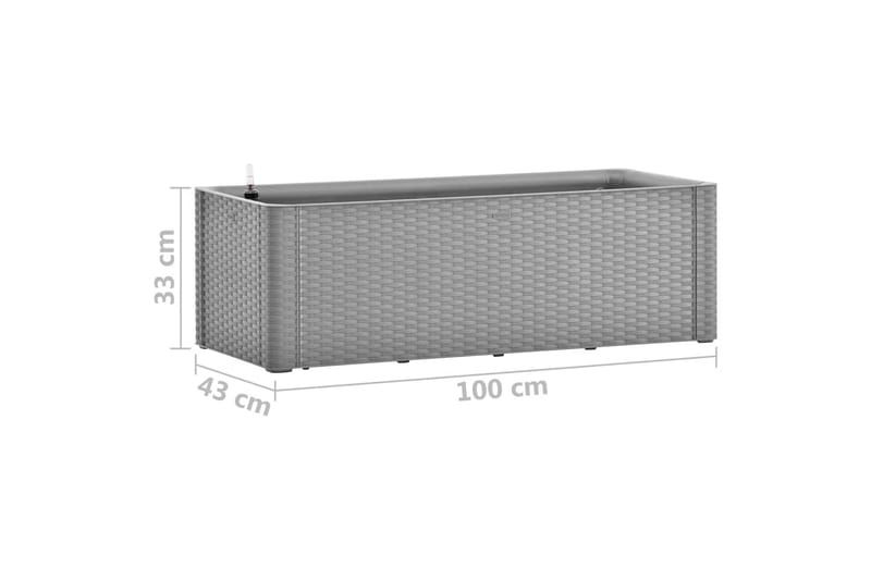 Itsekasteleva korotettu kukkalaatikko harmaa 100x43x33 cm - Harmaa - Puutarhakalusteet - Tarvikkeet ulos - Muut puutarhatarvikkeet - Ruukut ulkokäyttöön