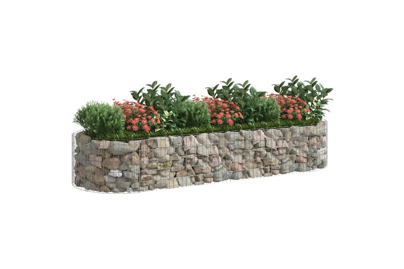 Korotettu kivikori/kukkalaatikko galvanoitu rauta 300x100x50 - Hopea - Puutarhakalusteet - Tarvikkeet ulos - Muut puutarhatarvikkeet - Ruukut ulkokäyttöön