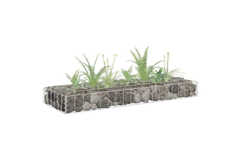 Korotettu kivikori/kukkalaatikko galvanoitu teräs 90x30x10cm - Hopea - Puutarhakalusteet - Tarvikkeet ulos - Muut puutarhatarvikkeet - Ruukut ulkokäyttöön
