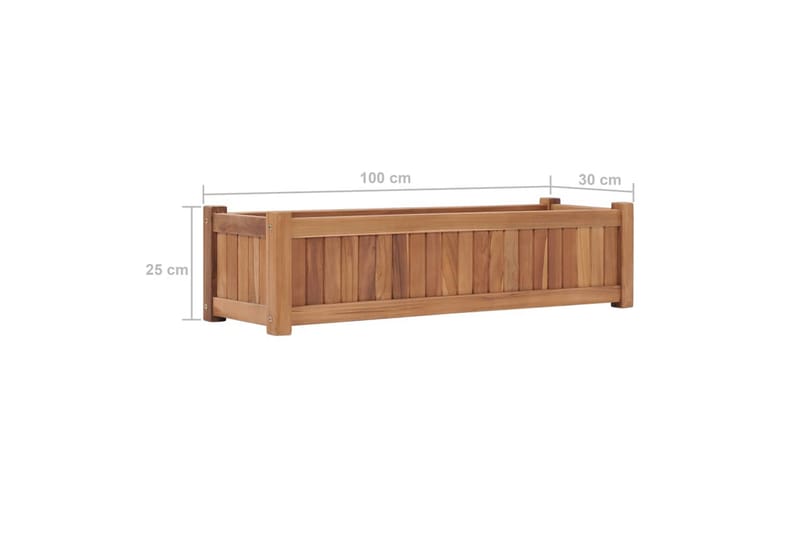 Korotettu kukkalaatikko 100x30x25 cm täysi tiikki - Puutarhakalusteet - Tarvikkeet ulos - Muut puutarhatarvikkeet - Ruukut ulkokäyttöön