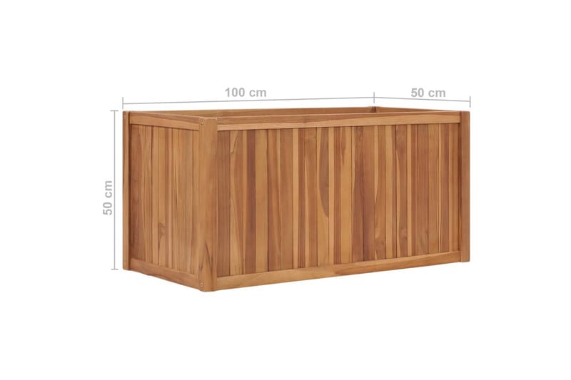 Korotettu kukkalaatikko 100x50x50 cm täysi tiikki - Puutarhakalusteet - Tarvikkeet ulos - Muut puutarhatarvikkeet - Ruukut ulkokäyttöön