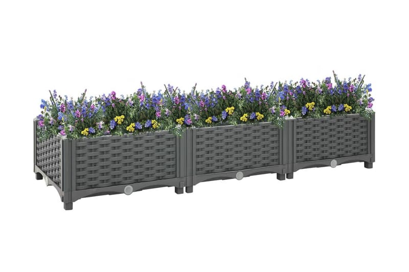 Korotettu kukkalaatikko 120x40x23 cm polypropeeni - Harmaa - Puutarhakalusteet - Tarvikkeet ulos - Muut puutarhatarvikkeet - Ruukut ulkokäyttöön