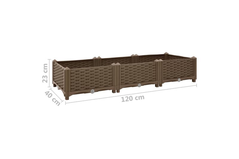 Korotettu kukkalaatikko 120x40x23 cm polypropeeni - Ruskea - Puutarhakalusteet - Tarvikkeet ulos - Muut puutarhatarvikkeet - Ruukut ulkokäyttöön