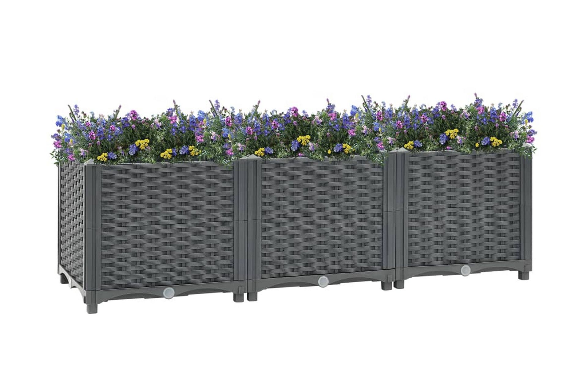 Korotettu kukkalaatikko 120x40x38 cm polypropeeni - Harmaa - Puutarhakalusteet - Tarvikkeet ulos - Muut puutarhatarvikkeet - Ruukut ulkokäyttöön