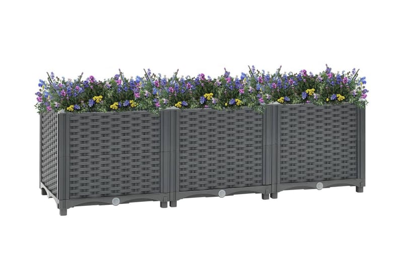 Korotettu kukkalaatikko 120x40x38 cm polypropeeni - Harmaa - Puutarhakalusteet - Tarvikkeet ulos - Muut puutarhatarvikkeet - Ruukut ulkokäyttöön