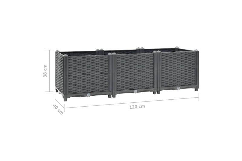Korotettu kukkalaatikko 120x40x38 cm polypropeeni - Harmaa - Puutarhakalusteet - Tarvikkeet ulos - Muut puutarhatarvikkeet - Ruukut ulkokäyttöön
