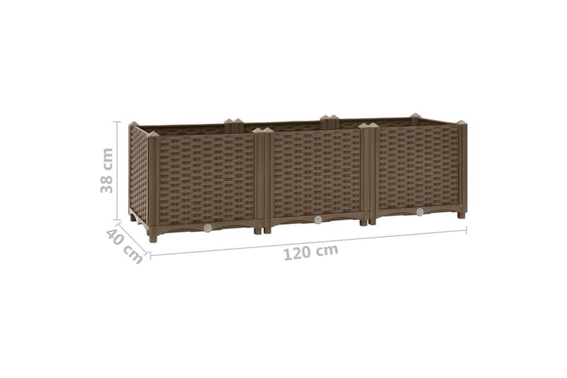Korotettu kukkalaatikko 120x40x38 cm polypropeeni - Ruskea - Puutarhakalusteet - Tarvikkeet ulos - Muut puutarhatarvikkeet - Ruukut ulkokäyttöön