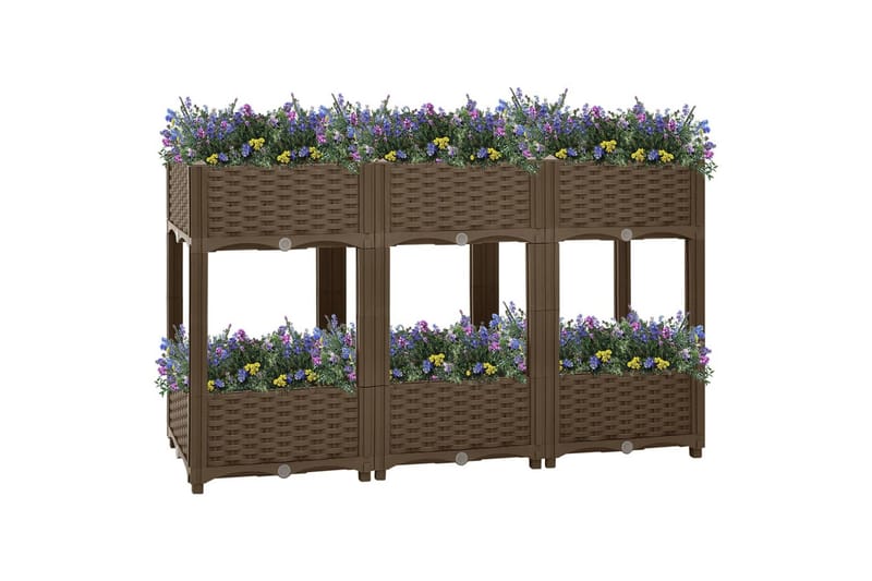 Korotettu kukkalaatikko 120x40x71 cm polypropeeni - Ruskea - Puutarhakalusteet - Tarvikkeet ulos - Muut puutarhatarvikkeet - Ruukut ulkokäyttöön