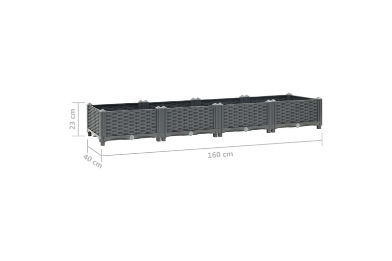 Korotettu kukkalaatikko 160x40x23 cm polypropeeni - Harmaa - Puutarhakalusteet - Tarvikkeet ulos - Muut puutarhatarvikkeet - Ruukut ulkokäyttöön