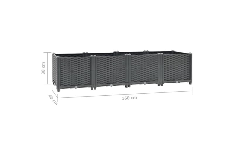 Korotettu kukkalaatikko 160x40x38 cm polypropeeni - Harmaa - Puutarhakalusteet - Tarvikkeet ulos - Muut puutarhatarvikkeet - Ruukut ulkokäyttöön
