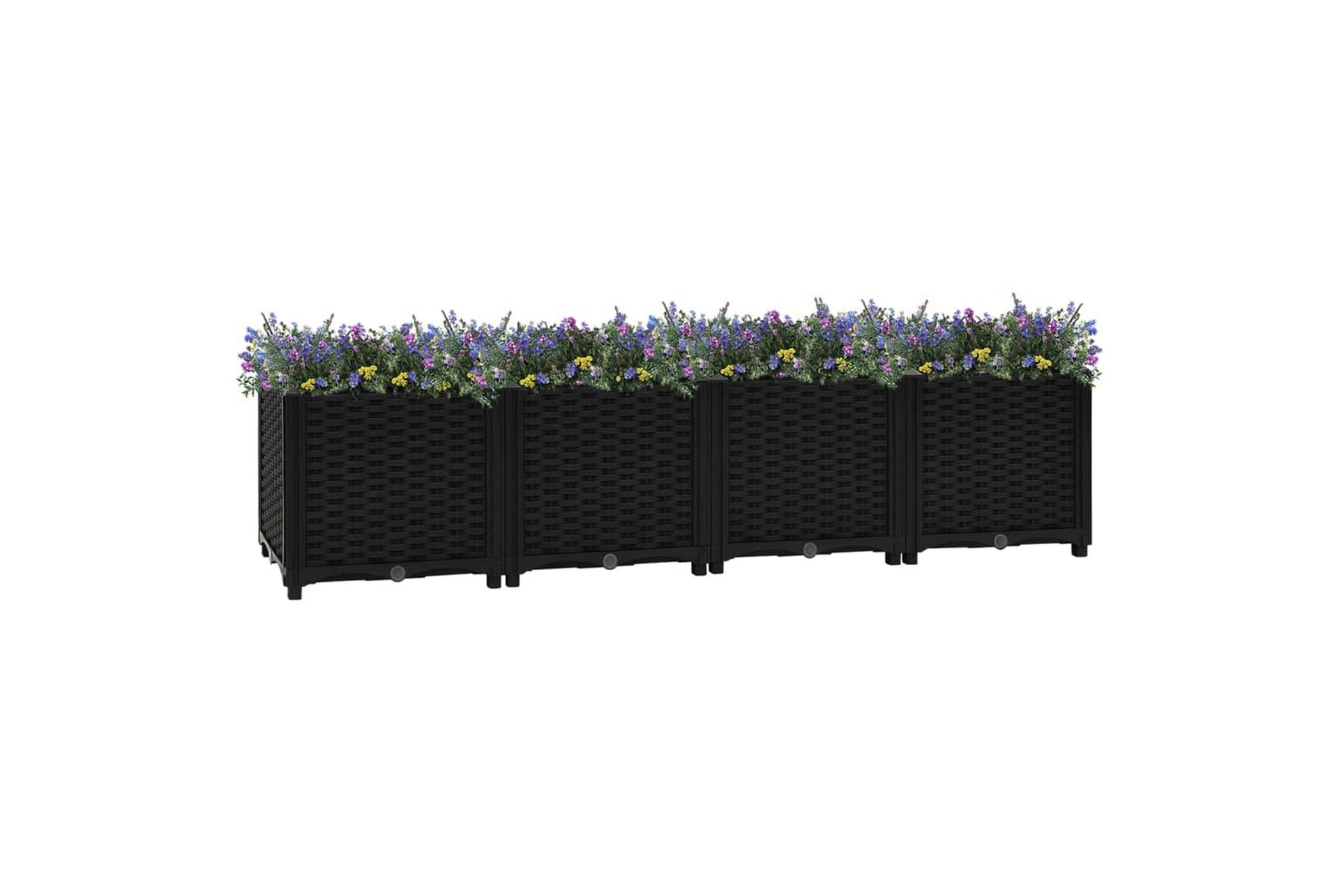 Korotettu kukkalaatikko 160x40x38 cm polypropeeni - Musta - Puutarhakalusteet - Tarvikkeet ulos - Muut puutarhatarvikkeet - Ruukut ulkokäyttöön