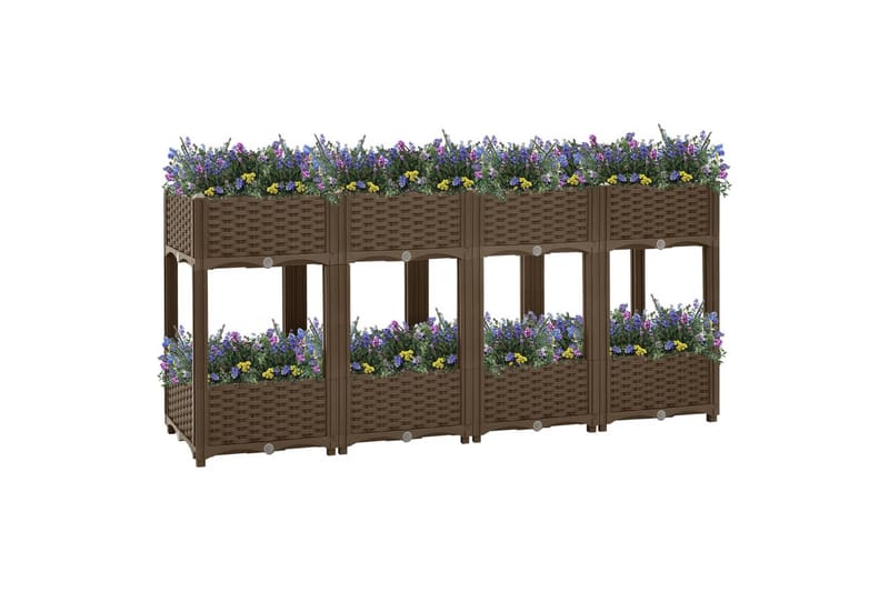 Korotettu kukkalaatikko 160x40x71 cm polypropeeni - Ruskea - Puutarhakalusteet - Tarvikkeet ulos - Muut puutarhatarvikkeet - Ruukut ulkokäyttöön