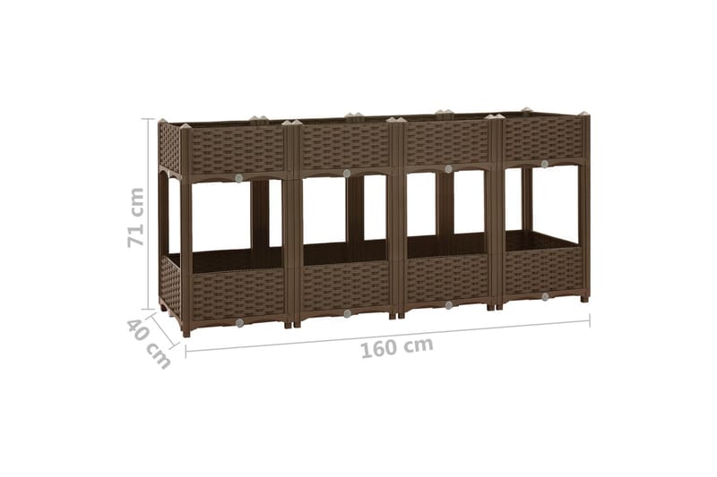 Korotettu kukkalaatikko 160x40x71 cm polypropeeni - Ruskea - Puutarhakalusteet - Tarvikkeet ulos - Muut puutarhatarvikkeet - Ruukut ulkokäyttöön