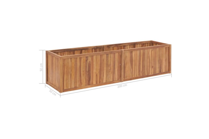 Korotettu kukkalaatikko 200x50x50 cm täysi tiikki - Ruskea - Puutarhakalusteet - Tarvikkeet ulos - Muut puutarhatarvikkeet - Ruukut ulkokäyttöön