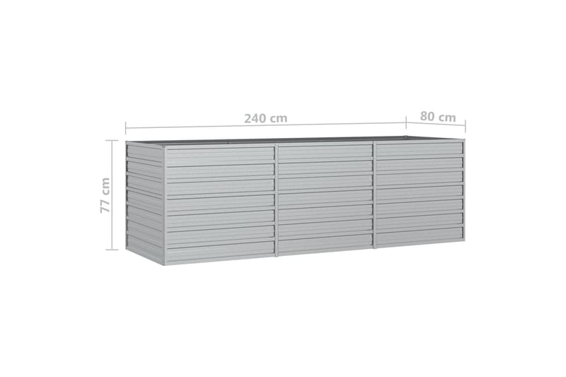 Korotettu kukkalaatikko 240x80x77 cm galvanoitu teräs hopea - Hopea - Puutarhakalusteet - Tarvikkeet ulos - Muut puutarhatarvikkeet - Ruukut ulkokäyttöön