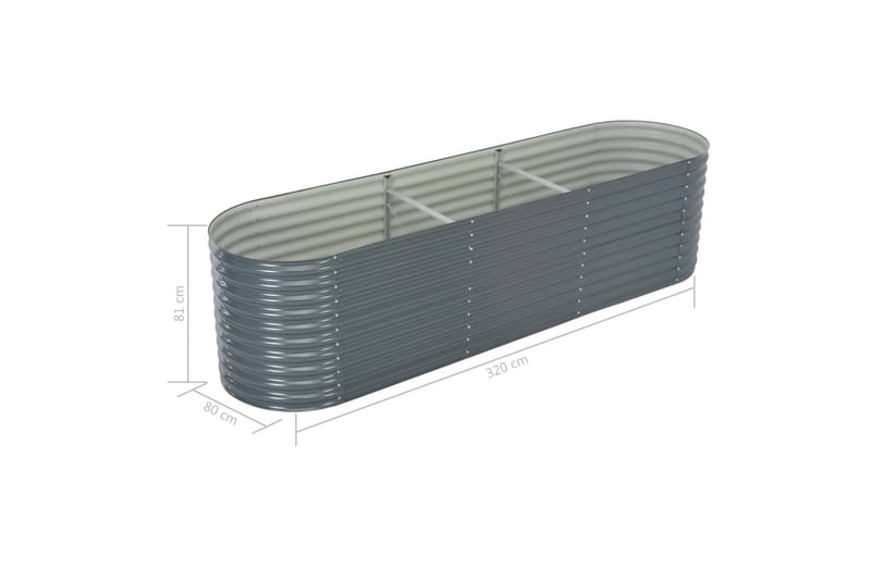 Korotettu kukkalaatikko 320x80x81 cm galvanoitu teräs harmaa - Harmaa - Puutarhakalusteet - Tarvikkeet ulos - Muut puutarhatarvikkeet - Ruukut ulkokäyttöön