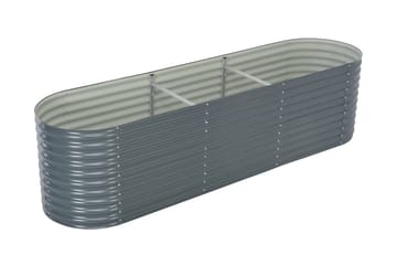 Korotettu kukkalaatikko 320x80x81 cm galvanoitu teräs harmaa - Harmaa - Puutarhakalusteet - Tarvikkeet ulos - Muut puutarhatarvikkeet - Ruukut ulkokäyttöön