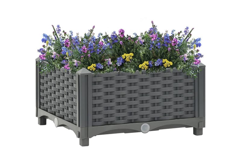 Korotettu kukkalaatikko 40x40x23 cm polypropeeni - Harmaa - Puutarhakalusteet - Tarvikkeet ulos - Muut puutarhatarvikkeet - Ruukut ulkokäyttöön