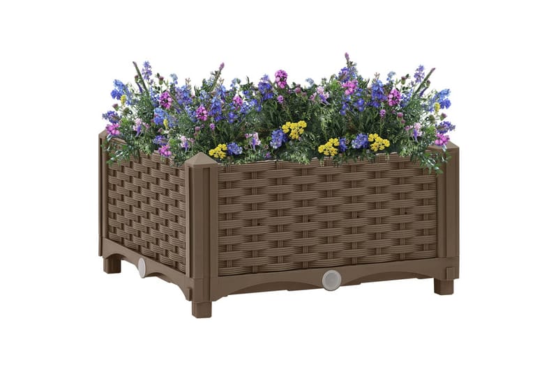 Korotettu kukkalaatikko 40x40x23 cm polypropeeni - Ruskea - Puutarhakalusteet - Tarvikkeet ulos - Muut puutarhatarvikkeet - Ruukut ulkokäyttöön