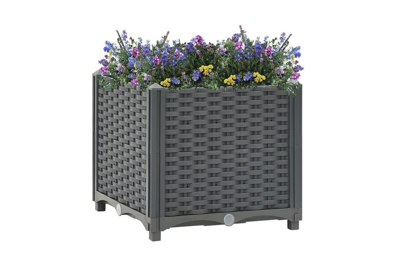 Korotettu kukkalaatikko 40x40x38 cm polypropeeni - Harmaa - Puutarhakalusteet - Tarvikkeet ulos - Muut puutarhatarvikkeet - Ruukut ulkokäyttöön