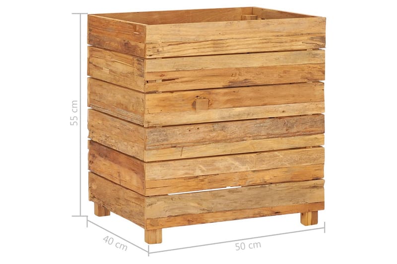 Korotettu kukkalaatikko 50x40x55cm tiikki & teräs - Ruskea - Puutarhakalusteet - Tarvikkeet ulos - Muut puutarhatarvikkeet - Ruukut ulkokäyttöön