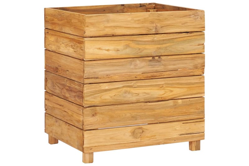 Korotettu kukkalaatikko 50x40x55cm tiikki & teräs - Ruskea - Puutarhakalusteet - Tarvikkeet ulos - Muut puutarhatarvikkeet - Ruukut ulkokäyttöön