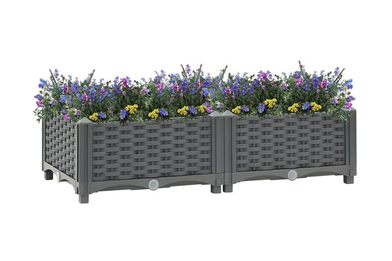 Korotettu kukkalaatikko 80x40x23 cm polypropeeni - Harmaa - Puutarhakalusteet - Tarvikkeet ulos - Muut puutarhatarvikkeet - Ruukut ulkokäyttöön