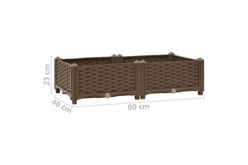 Korotettu kukkalaatikko 80x40x23 cm polypropeeni - Ruskea - Puutarhakalusteet - Tarvikkeet ulos - Muut puutarhatarvikkeet - Ruukut ulkokäyttöön