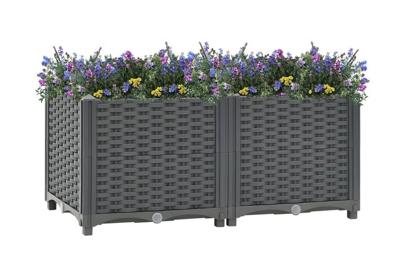 Korotettu kukkalaatikko 80x40x38 cm polypropeeni - Harmaa - Puutarhakalusteet - Tarvikkeet ulos - Muut puutarhatarvikkeet - Ruukut ulkokäyttöön