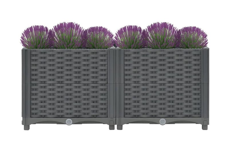 Korotettu kukkalaatikko 80x40x38 cm polypropeeni - Harmaa - Puutarhakalusteet - Tarvikkeet ulos - Muut puutarhatarvikkeet - Ruukut ulkokäyttöön