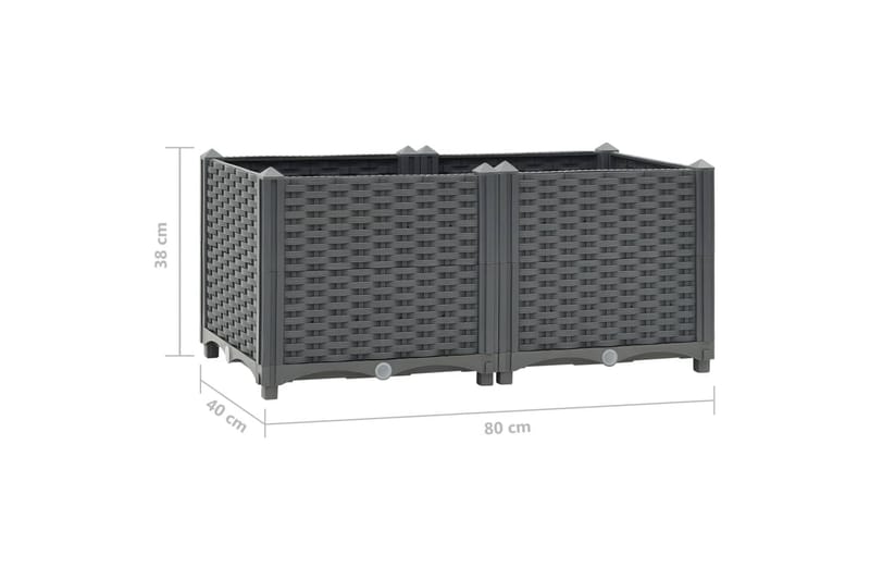 Korotettu kukkalaatikko 80x40x38 cm polypropeeni - Harmaa - Puutarhakalusteet - Tarvikkeet ulos - Muut puutarhatarvikkeet - Ruukut ulkokäyttöön