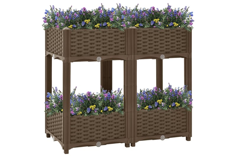 Korotettu kukkalaatikko 80x40x71 cm polypropeeni - Ruskea - Puutarhakalusteet - Tarvikkeet ulos - Muut puutarhatarvikkeet - Ruukut ulkokäyttöön