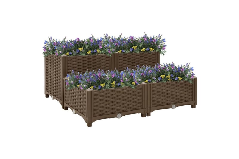 Korotettu kukkalaatikko 80x80x38 cm polypropeeni - Ruskea - Puutarhakalusteet - Tarvikkeet ulos - Muut puutarhatarvikkeet - Ruukut ulkokäyttöön