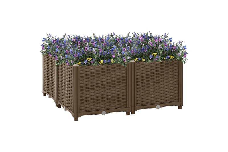 Korotettu kukkalaatikko 80x80x38 cm polypropeeni - Ruskea - Puutarhakalusteet - Tarvikkeet ulos - Muut puutarhatarvikkeet - Ruukut ulkokäyttöön