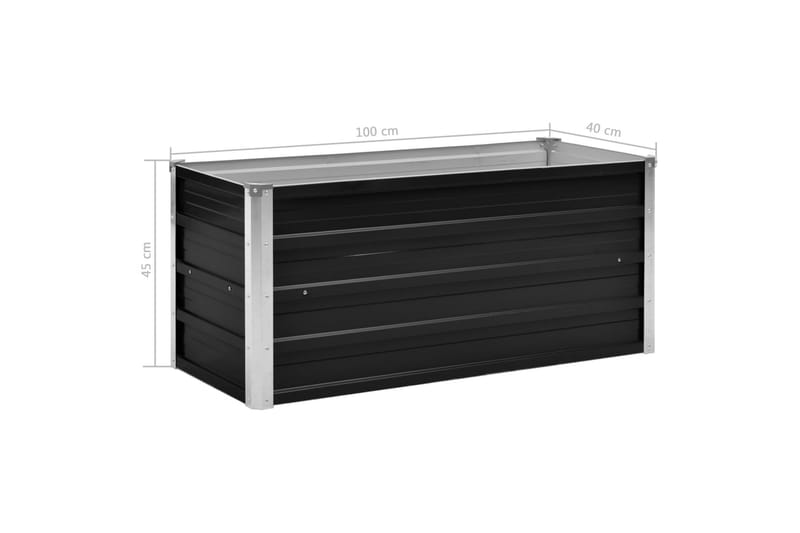 Korotettu kukkalaatikko antrasiitti 100x40x45 cm galv. teräs - Antrasiitti - Puutarhakalusteet - Tarvikkeet ulos - Muut puutarhatarvikkeet - Ruukut ulkokäyttöön