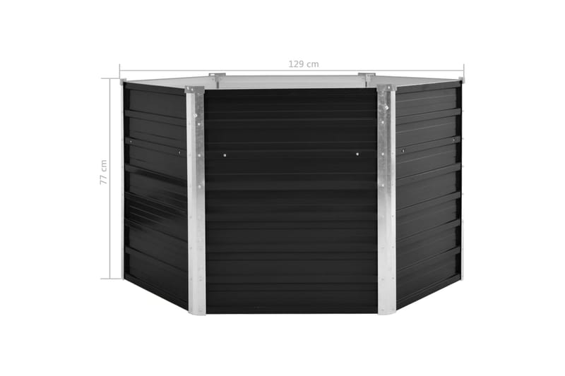 Korotettu kukkalaatikko antrasiitti 129x129x77cm galv. teräs - Antrasiitti - Puutarhakalusteet - Tarvikkeet ulos - Muut puutarhatarvikkeet - Ruukut ulkokäyttöön
