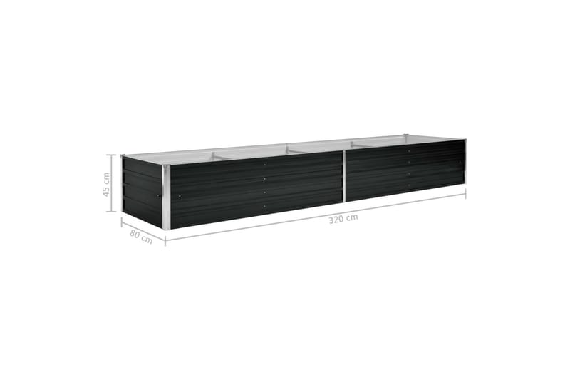 Korotettu kukkalaatikko antrasiitti 320x80x45 cm galv. teräs - Antrasiitti - Puutarhakalusteet - Tarvikkeet ulos - Muut puutarhatarvikkeet - Ruukut ulkokäyttöön