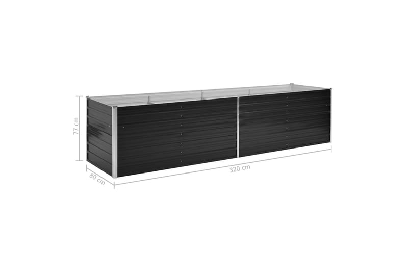 Korotettu kukkalaatikko antrasiitti 320x80x77 cm galv. teräs - Antrasiitti - Puutarhakalusteet - Tarvikkeet ulos - Muut puutarhatarvikkeet - Ruukut ulkokäyttöön