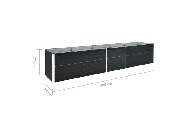 Korotettu kukkalaatikko galv. teräs 400x80x77 cm antrasiitti - Puutarhakalusteet - Tarvikkeet ulos - Muut puutarhatarvikkeet - Ruukut ulkokäyttöön