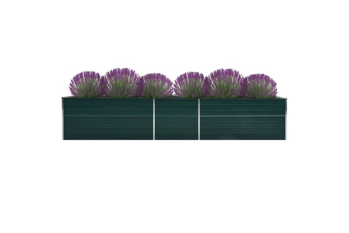 Korotettu kukkalaatikko galv. teräs 400x80x77 cm vihreä - Vihreä - Ruukut ulkokäyttöön - Kukkalaatikko
