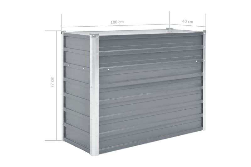 Korotettu kukkalaatikko galvanoitu teräs 100x40x77 cm harmaa - Harmaa - Puutarhakalusteet - Tarvikkeet ulos - Muut puutarhatarvikkeet - Ruukut ulkokäyttöön