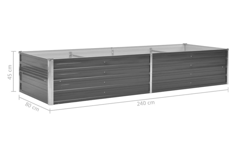 Korotettu kukkalaatikko galvanoitu teräs 240x80x45 cm harmaa - Harmaa - Puutarhakalusteet - Tarvikkeet ulos - Muut puutarhatarvikkeet - Ruukut ulkokäyttöön